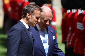 Emmanuel And Brigitte Macron Attend Welcoming Ceremony - Windsor