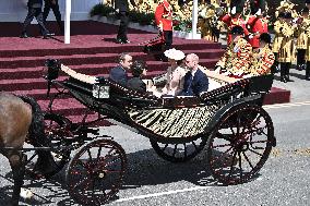 Emmanuel And Brigitte Macron Attend Welcoming Ceremony in Windsor