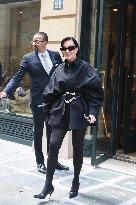 Kris Jenner Exits Hermes Boutique - Paris