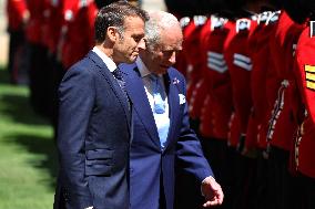 Emmanuel And Brigitte Macron Attend Welcoming Ceremony - Windsor