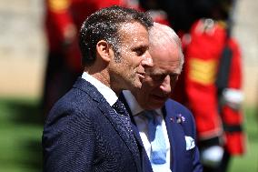 Emmanuel And Brigitte Macron Attend Welcoming Ceremony - Windsor