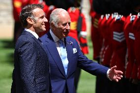 Emmanuel And Brigitte Macron Attend Welcoming Ceremony - Windsor