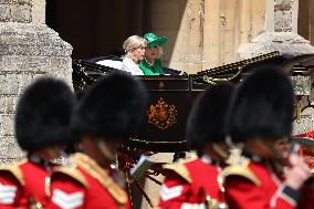 Emmanuel And Brigitte Macron Attend Welcoming Ceremony - Windsor