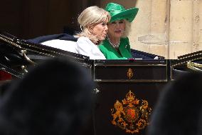 Emmanuel And Brigitte Macron Attend Welcoming Ceremony - Windsor