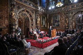 Macron Delivers A Speech In Front Of Parliamentarians - London