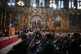 Macron Delivers A Speech In Front Of Parliamentarians - London