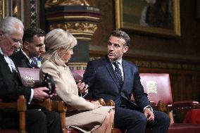 Macron Delivers A Speech In Front Of Parliamentarians - London