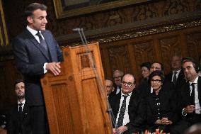 Macron Delivers A Speech In Front Of Parliamentarians - London