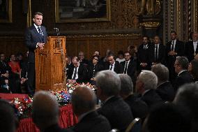Macron Delivers A Speech In Front Of Parliamentarians - London