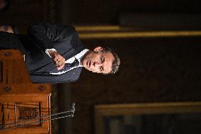 Macron Delivers A Speech In Front Of Parliamentarians - London