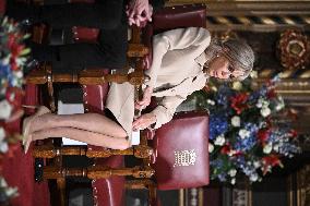 Macron Delivers A Speech In Front Of Parliamentarians - London