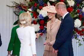 Emmanuel And Brigitte Macron Attend Welcoming Ceremony in Windsor