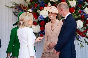 Emmanuel And Brigitte Macron Attend Welcoming Ceremony in Windsor