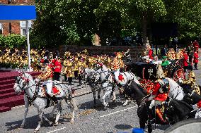 Emmanuel And Brigitte Macron Attend Welcoming Ceremony in Windsor