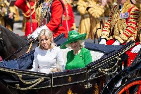 Emmanuel And Brigitte Macron Attend Welcoming Ceremony in Windsor