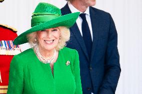 Emmanuel And Brigitte Macron Attend Welcoming Ceremony in Windsor