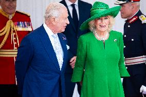 Emmanuel And Brigitte Macron Attend Welcoming Ceremony in Windsor