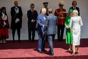 Emmanuel And Brigitte Macron Attend Welcoming Ceremony in Windsor