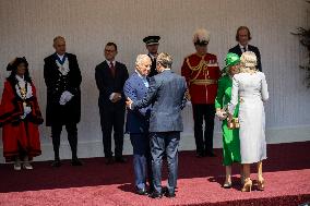 Emmanuel And Brigitte Macron Attend Welcoming Ceremony in Windsor