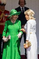 Emmanuel And Brigitte Macron Attend Welcoming Ceremony in Windsor