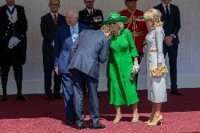 Emmanuel And Brigitte Macron Attend Welcoming Ceremony in Windsor