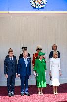 Emmanuel And Brigitte Macron Attend Welcoming Ceremony in Windsor