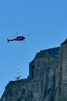 Zeus The Olympic Horse Arrives At Mont Saint-Michel