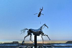 Zeus The Olympic Horse Arrives At Mont Saint-Michel