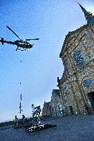 Zeus The Olympic Horse Arrives At Mont Saint-Michel
