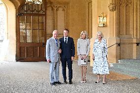Macron Visits The Windsor Castle Gardens - Berkshire
