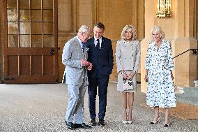 Macron Visits The Windsor Castle Gardens - Berkshire
