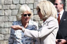 Macron Visits The Windsor Castle Gardens - Berkshire