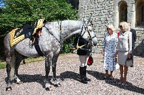 Macron Visits The Windsor Castle Gardens - Berkshire