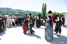 NO TABLOIDS WEB & PRINT - Princely Family of Monaco in Visit in Auvergne