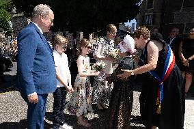 NO TABLOIDS WEB & PRINT - Princely Family of Monaco in Visit in Auvergne
