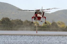 Air Rescue Operations During a Mountain Fire - Italy