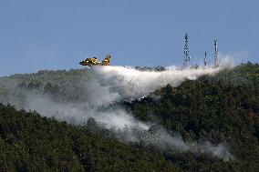 Air Rescue Operations During a Mountain Fire - Italy
