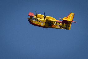 Air Rescue Operations During a Mountain Fire - Italy