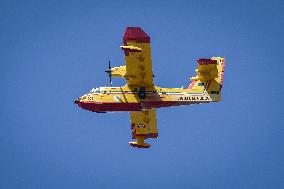 Air Rescue Operations During a Mountain Fire - Italy
