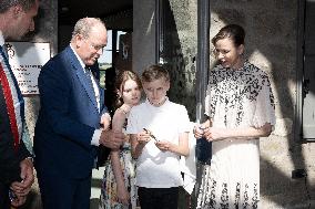 NO TABLOIDS WEB & PRINT - Princely Family of Monaco in Visit  - Mur de Barrez