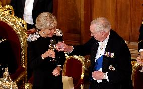 French President and Brigitte Macron at Guildhall Banquet