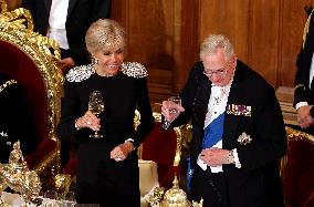 French President and Brigitte Macron at Guildhall Banquet