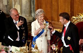 French President and Brigitte Macron at Guildhall Banquet