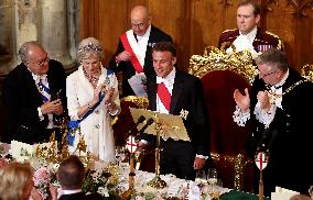French President and Brigitte Macron at Guildhall Banquet