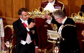 French President and Brigitte Macron at Guildhall Banquet