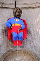 Manneken Pis Dressed as Superman for Film Release - Brussels