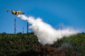 Rieti Mountain Fire Air Rescue Operations Underway - Italy