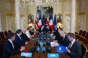 Macron and Starmer at Downing Street for UK-FR Summit - London