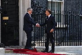 Macron and Starmer at Downing Street for UK-FR Summit - London