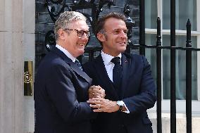 Macron and Starmer at Downing Street for UK-FR Summit - London